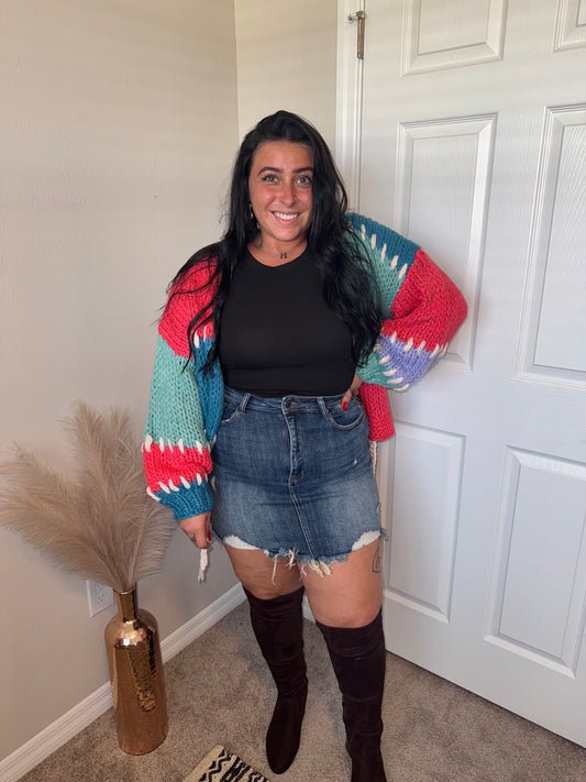 Distressed Out Mini Skirt