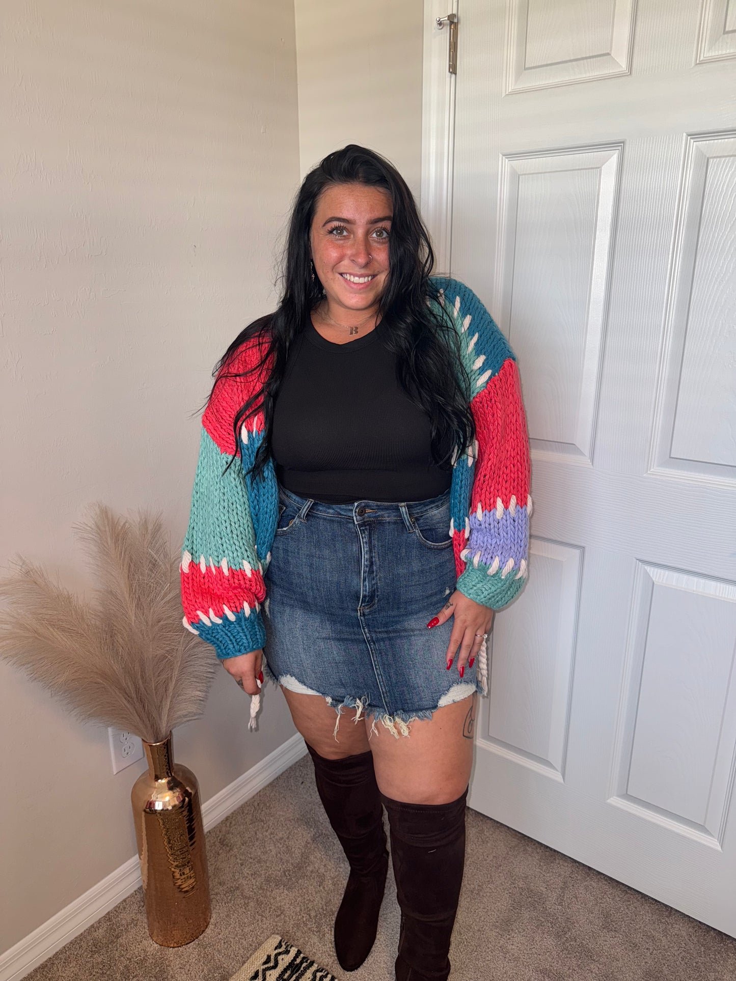 Distressed Out Mini Skirt