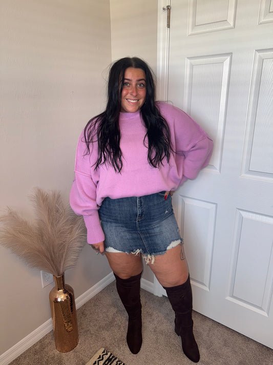 Oversized Knit Sweater- Mauve