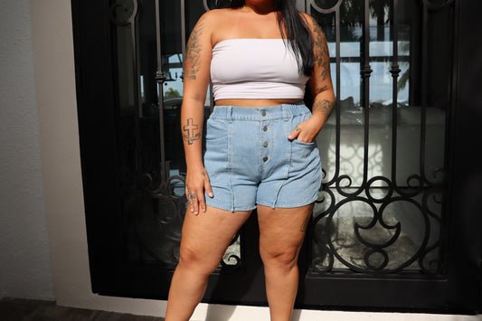 Elastic Jean Shorts