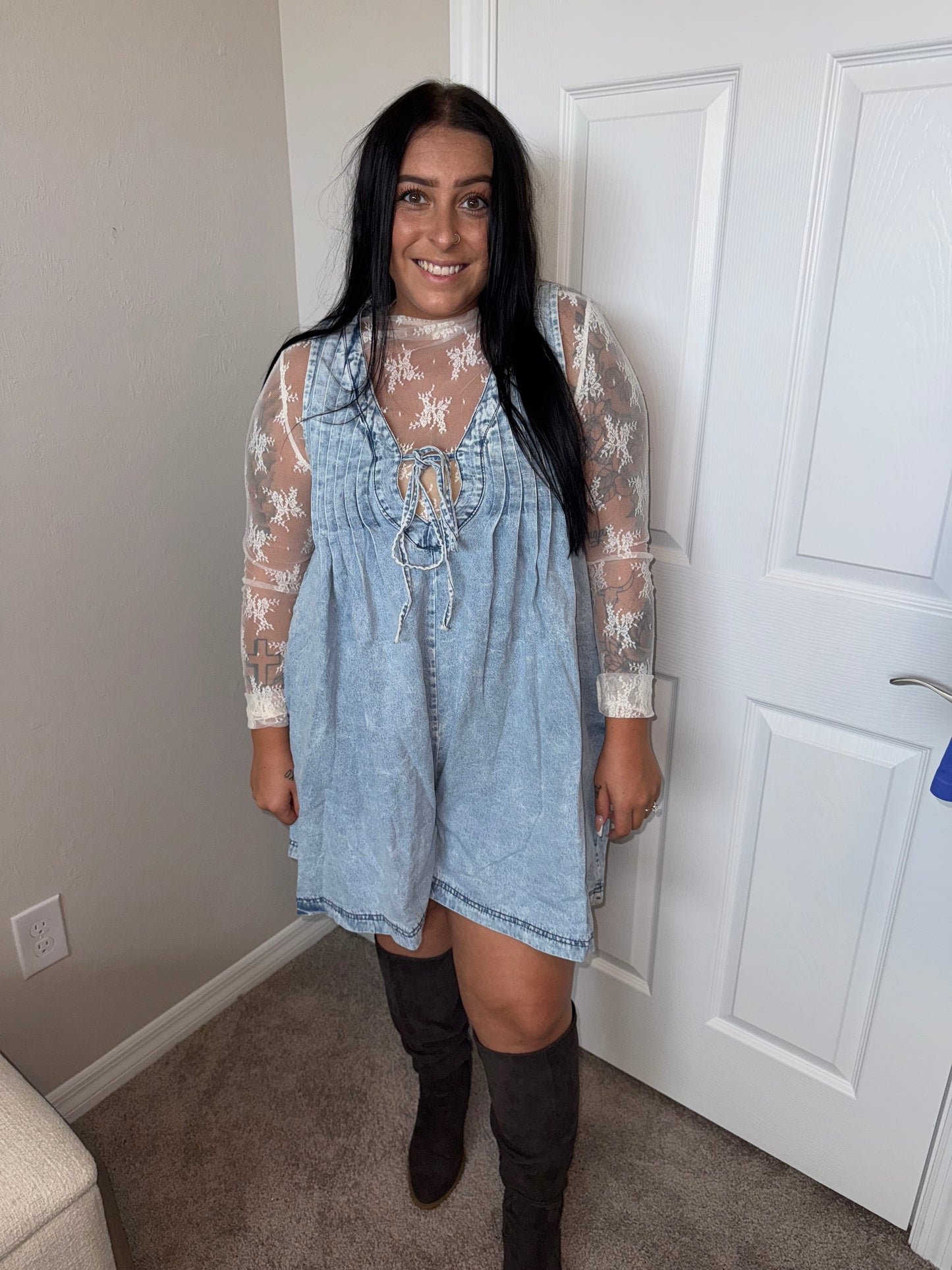 Sleeveless Romper- Denim