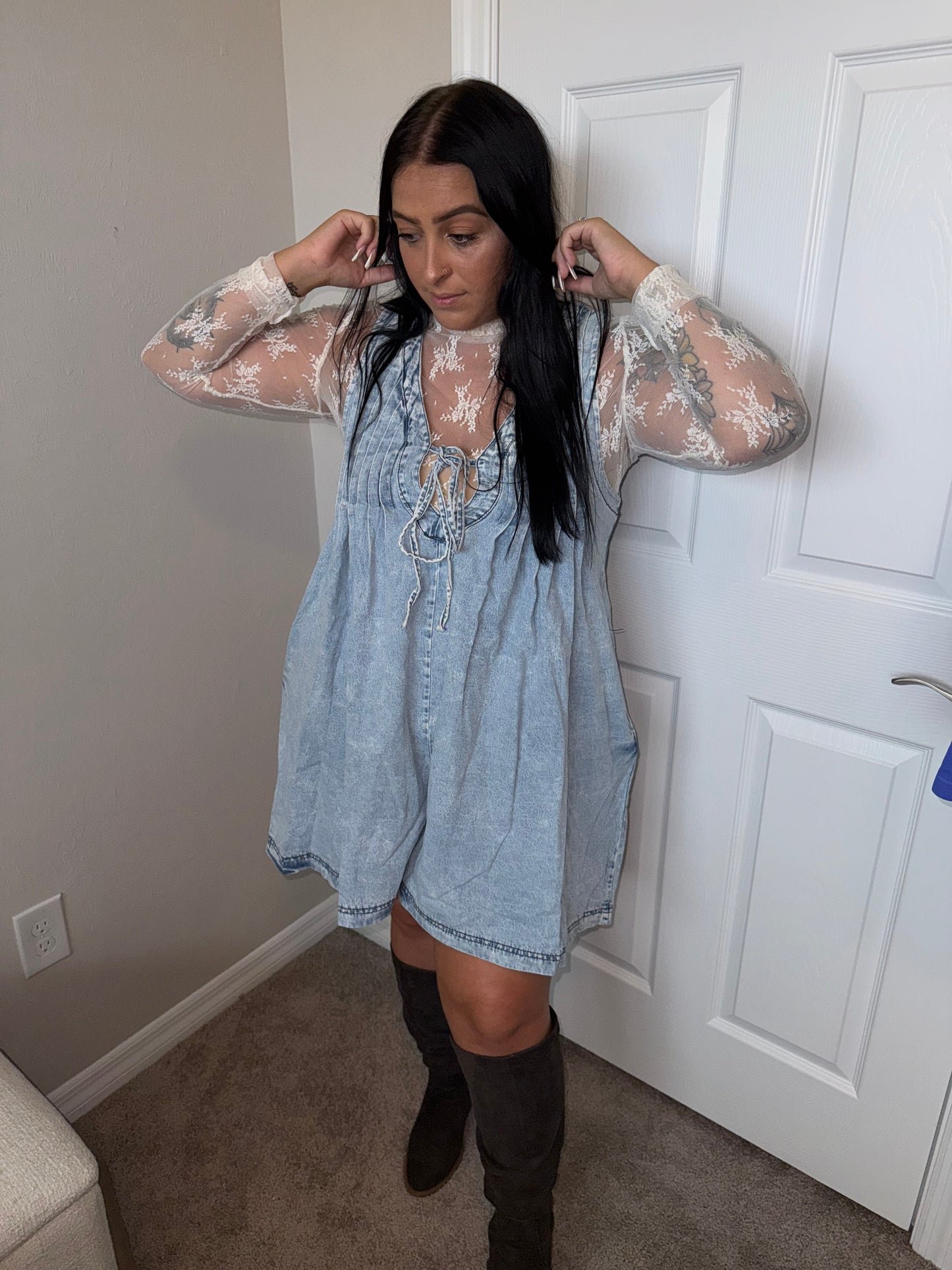 Sleeveless Romper- Denim